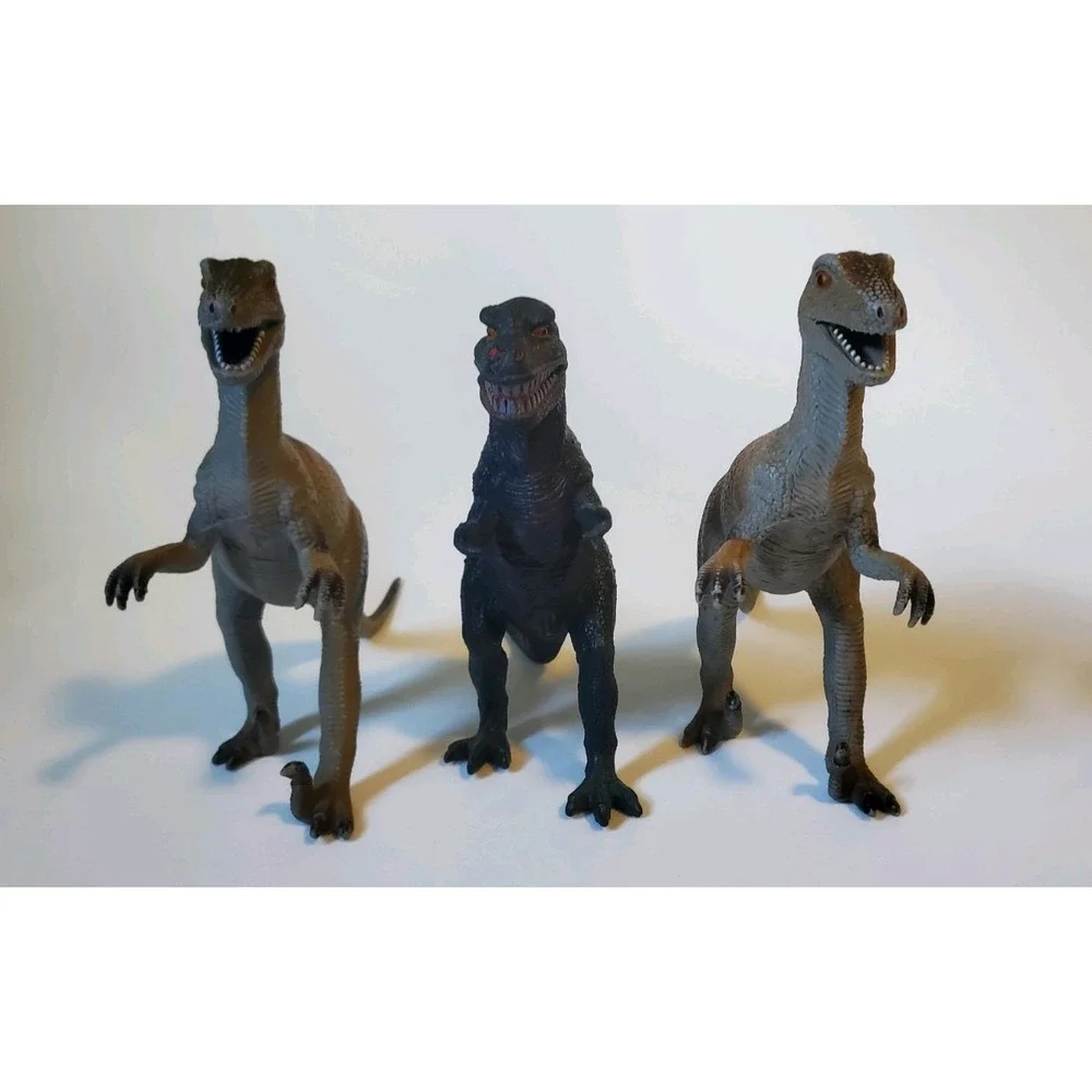 Vtg Imperial Dinosaur Toy Lot Tyrannosaurus/T-Rex & 2 Deinonychus Raptors 80/90s